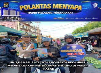 Satlantas Polresta Pekanbaru Gelar Penerangan Keliling Ajak Masyarakat Tertib Berlalu Lintas